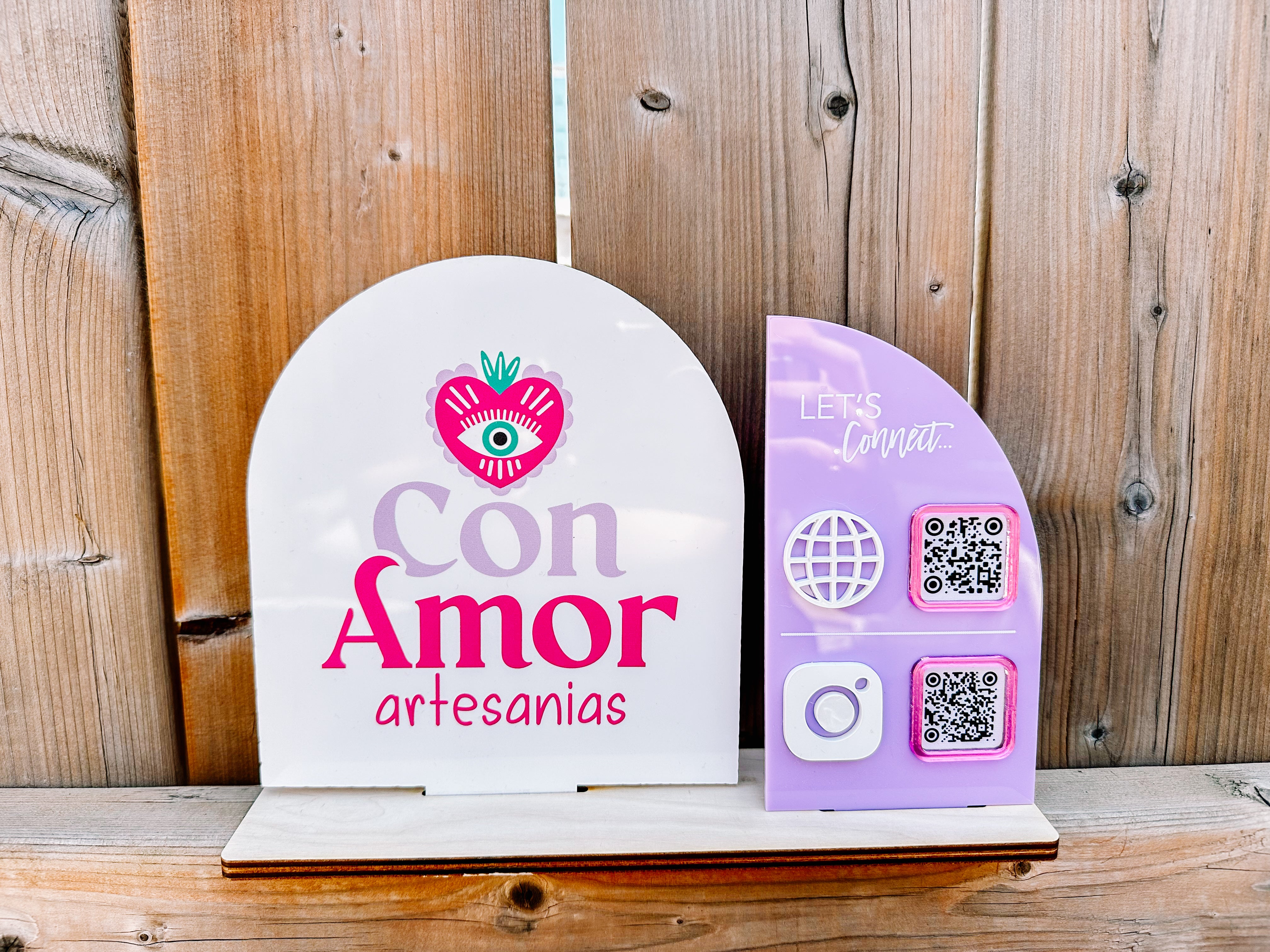 Triple Icon and QR Code Instagram Business Social Media Sign