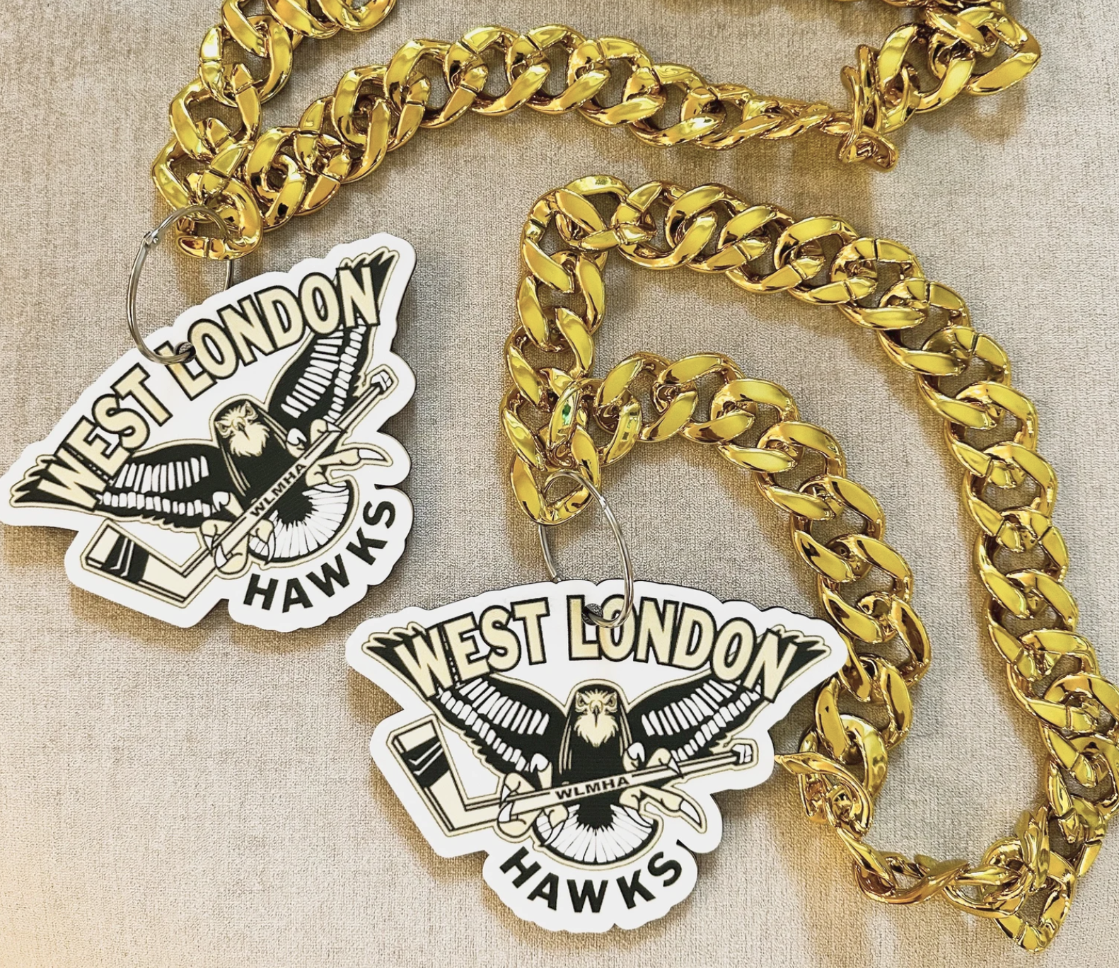 Custom uv printed Oversized Sports Chains / Gold oversized chain / Player of the game reward/ Custom Swag Bling