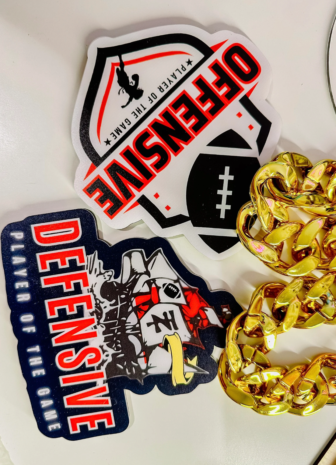 Custom uv printed Oversized Sports Chains / Gold oversized chain / Player of the game reward/ Custom Swag Bling