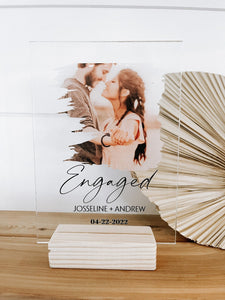 Custom Engagement Photo - Modern Arch Shape - Personalized Acrylic Photo with Stand - Engagement Gift