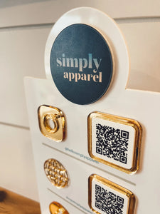 QR Code Scan to Pay w/ Wood Stand - Scannable Acrylic Sign to Pay Venmo Paypal Cashapp Table Sign for Salon Restaurant Bars Small Business