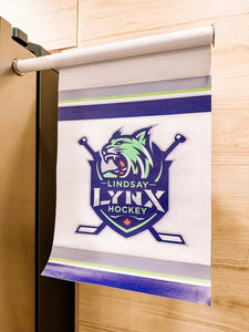 Hockey Dressing Room Door Banner Flag with Magnet Pole | Travel Team Sign | Hockey Locker Room Flag | Tournament Banner 10 1/2x 16"