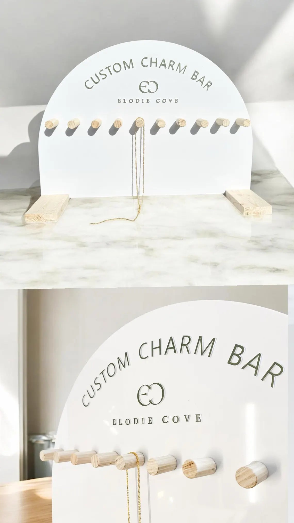 Necklace Stands, Wood and Acrylic, Jewelry Organizer for stores, Jewelry display stand, Necklace holder, charm bar display for necklaces