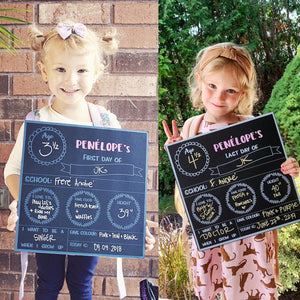 First and last day of double side chalkboard sign