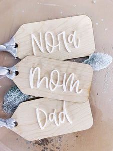 Personalized Christmas Stocking Tags, Christmas gift tag, Knit Stocking, Present tags, Name Ornament tags, Customized wooden labels