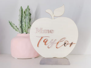 Personalized Teacher Apple Sign For Desk