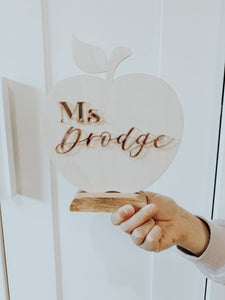 Personalized Teacher Apple Sign For Desk