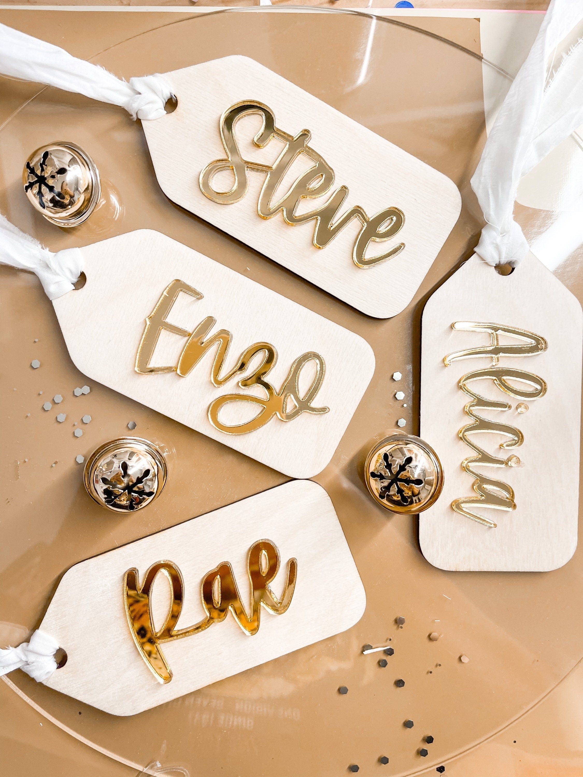 Personalized Christmas Stocking Tags, Christmas gift tag, Knit Stocking, Present tags, Name Ornament tags, Customized wooden labels