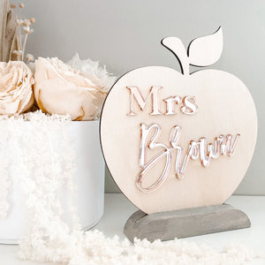 Personalized Teacher Apple Sign For Desk