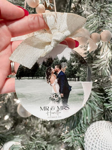 Mr and Mrs Engaged Photo Ornament UV Printed