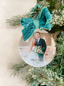 Mr and Mrs Engaged Photo Ornament UV Printed